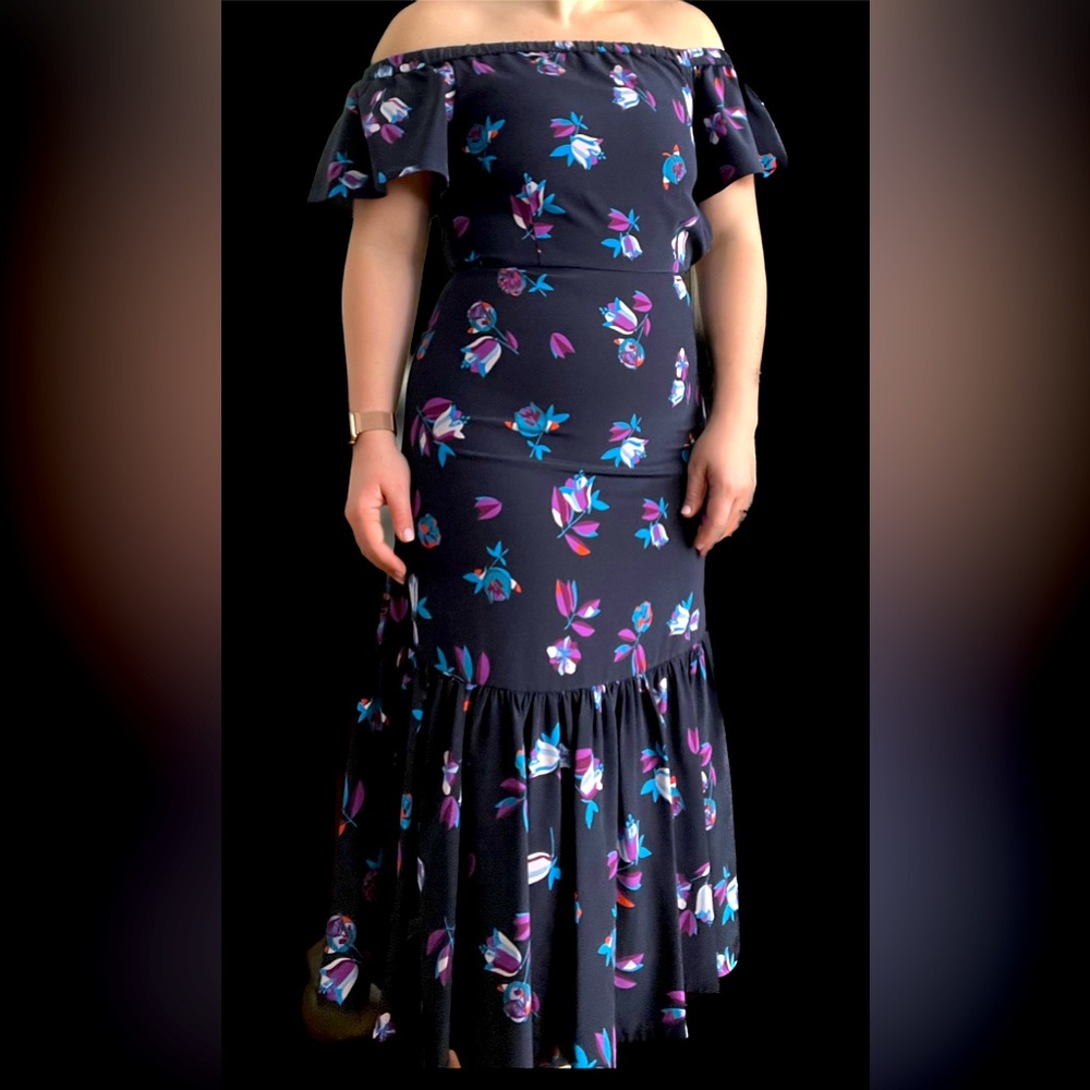 Rebecca Taylor Floral Off-Shoulder T length Dress